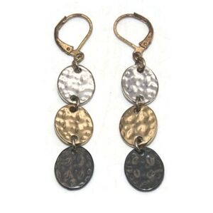Elegant Gold, Silver, and Black Dangle Earrings